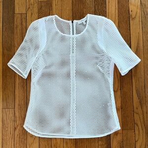 MILLY White Mesh Blouse